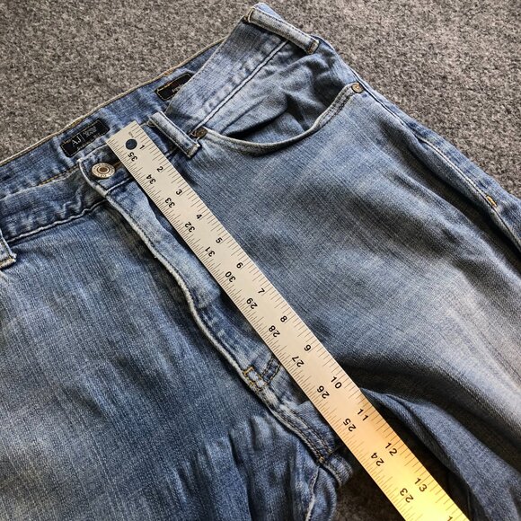 Armani J31 Jeans Mens 32x32 Blue Stretch Logo Emblem Straight Regular Fit Denim - Picture 9 of 15
